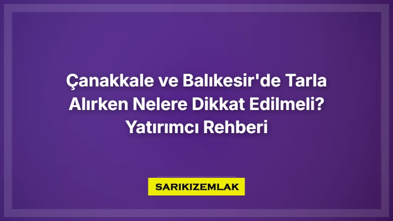 Çanakkale Ve Balıkesir'de Tarla Alırken Nelere Dikkat Edilmeli? Yatırımcı Rehberi - Sarıkız Emlak